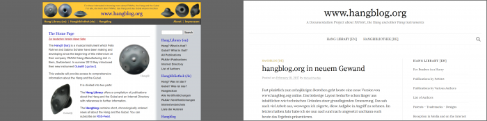 Altes und neues Hangblog-Design