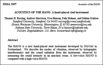 Acoustics of the HANG: A hand-played steel instrument