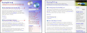 Old and new Hangblog design